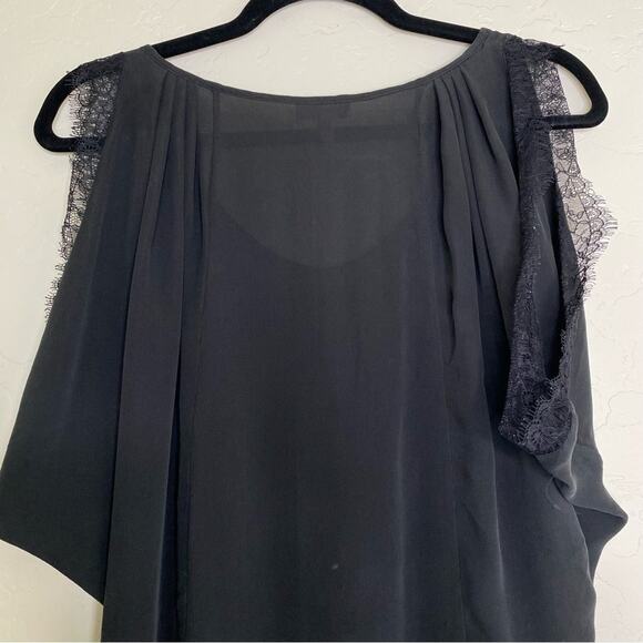 Joie Black 100% Silk Versailles Caviar Lace Trim Blouse Small - Picture 7 of 11